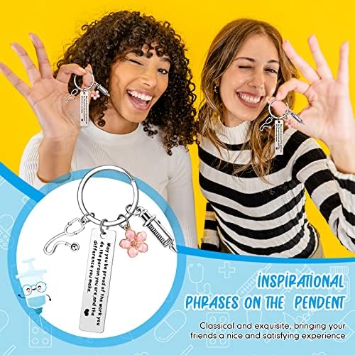 Nurse Gifts Nurse Keychain Doctor Nurse Medical Student Gifts Nursing School Graduation Gifts Simulation Stethoscope Syringe Keyring Inspiration Keychain for Women Men Nurse Day Birthday Christmas
