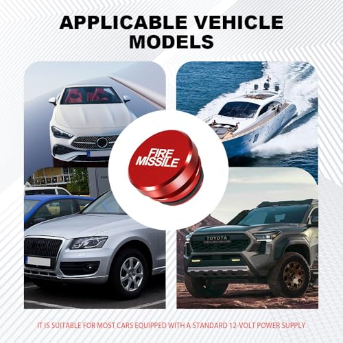 Image of Cigarette Lighter Plug Cover Billet Aluminum Cigarette Lighter Plug, FIRE MISSILE Button Car Cigarette Lighter, Fits All Vehicles with Standard 12 Volt Power Source Aluminum Dustproof Plug