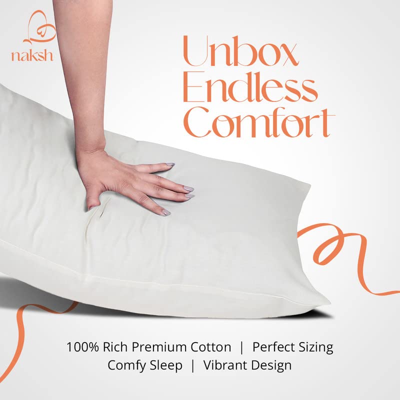 Image of NAKSH Cotton 210 TC Plain Pillow Covers Set of 2, Ivory-White Pillow Cover |Sleep Pillow Covers (18 x 27 in)|Soft Pillows Covers Cotton for Big Pillows