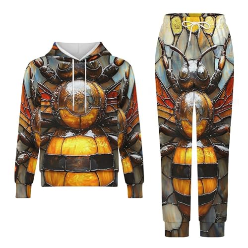 Boy Girl Clothes Outfits Kids Long Sleeve with Pants 2PCS Clothing Set, Bee Stained Glass Art4