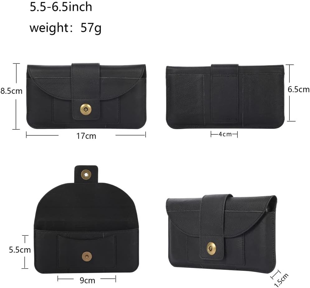 Leather Case Mobile Phone Belt Clip Pouch Men Waist Bag Holster Case Holster Waist Wallet Bag Belt Clip(E)