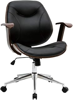 Miliboo Yorke - Silla de oficina, diseño negro y madera oscura