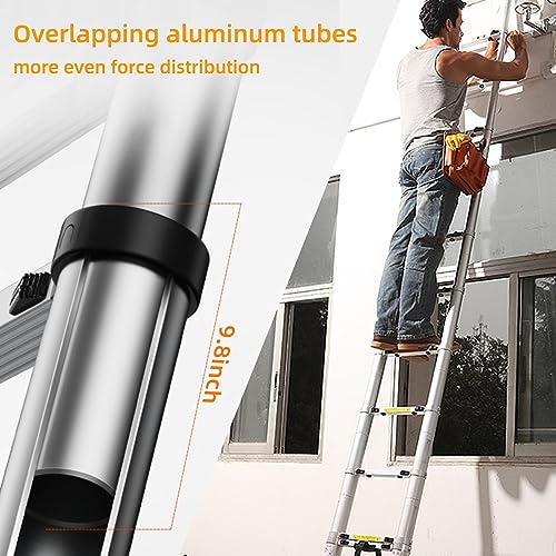 12.5FT Telescoping Ladder- Multi-Purpose Aluminum Extension Ladder Adjustable Compact Ladder for Household, RV, Outdoor, 330lbs Max Capacity… - Image 6