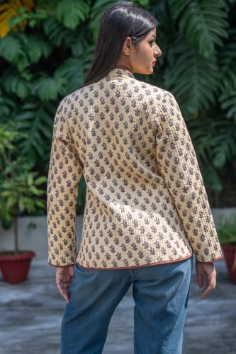 Image of Reversible Jacket for Women | Double Sided Quilted Jacket | Reversible Winter Jacket for Women | Stylish Ethnic Printed Jacket | Warm & Comfortable Casual Outerwear
