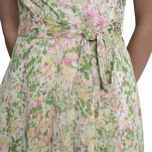 Image of DKNY Women's Flutter Sleeve Surplice Tie Fit & Flare Midi Dress