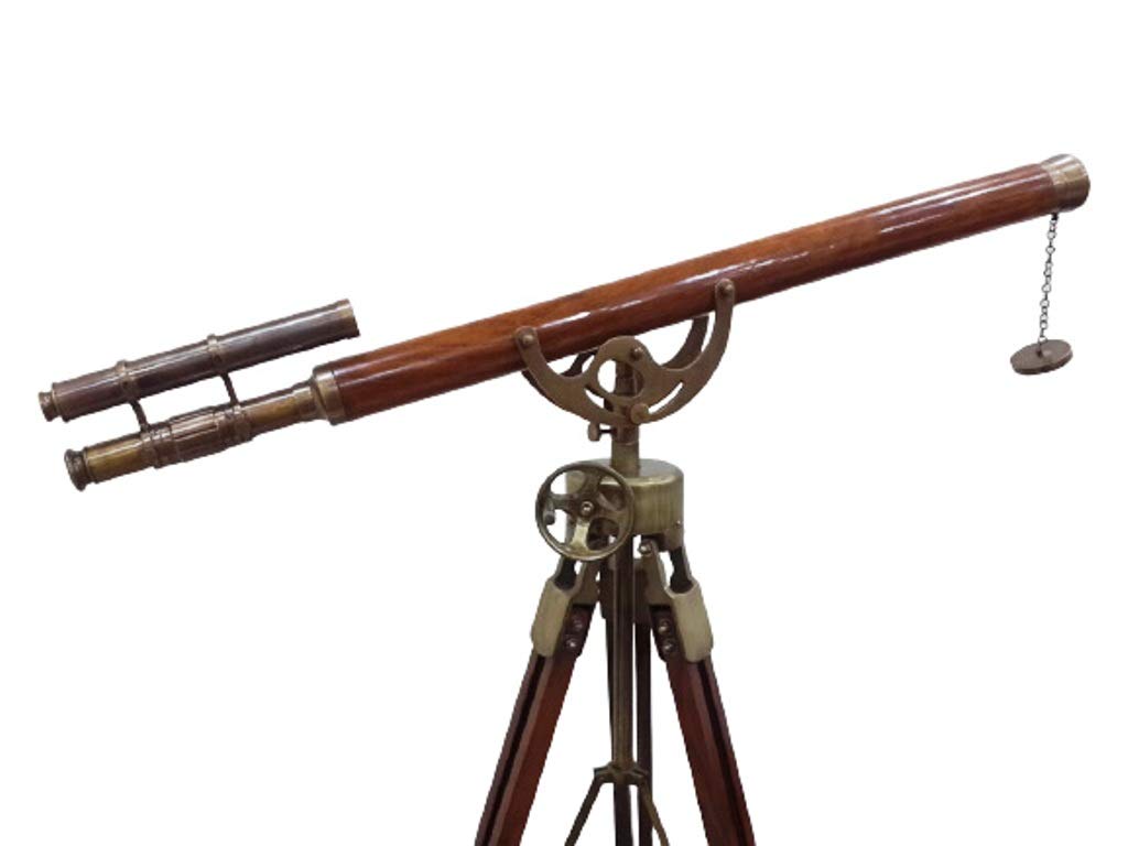 Antique Marine Wheel Telescope Double Barrel Tripod Stand Home Decorative Rustic Vintage Home Decor Gifts