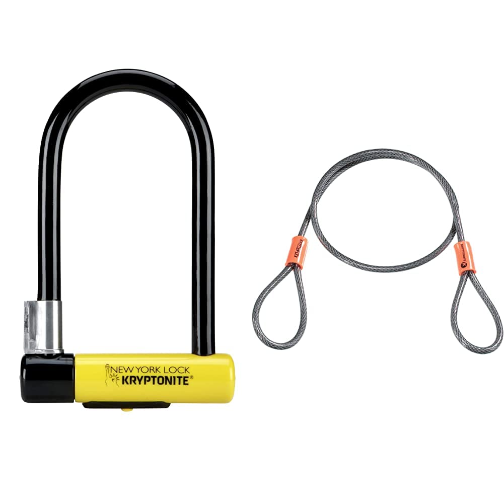 Kryptonite 002154 New-U - New York Lock Standard - Antifurto per bici (10,2 cm X 20,3 cm), Giallo, 1pz. & KryptoFlex, Catena antifurto, Arancione, Lunghezza: 76 cm, Spessore: 5 mm