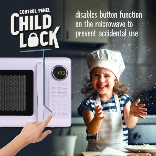 Image of Nostalgia Modern Retro Compact Countertop Microwave Oven - 0.7 Cu. Ft. - 700-Watts with LED Digital Display - Child Lock - Easy Clean Interior - Lavender