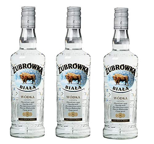 3 Flaschen Zubrowka Biala Wodka a 0,5L 40% Orginal Wodka Cover