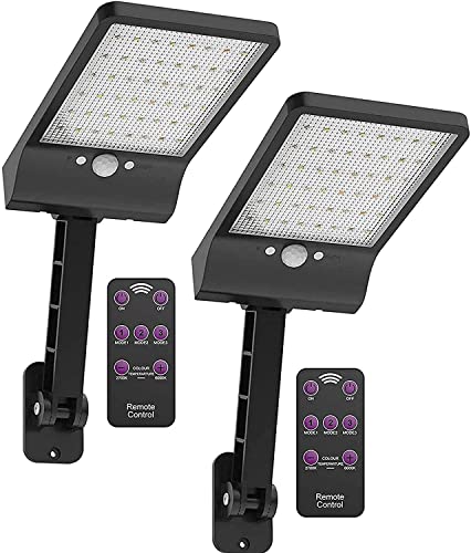[2 Stück] Solar-Straßenlichter, Solarleuchten für den Außenbereich mit Fernbedienung und Farbtemperaturanpassung, 2700 K bis 6000 K, Straße, Basketballplatz Cover
