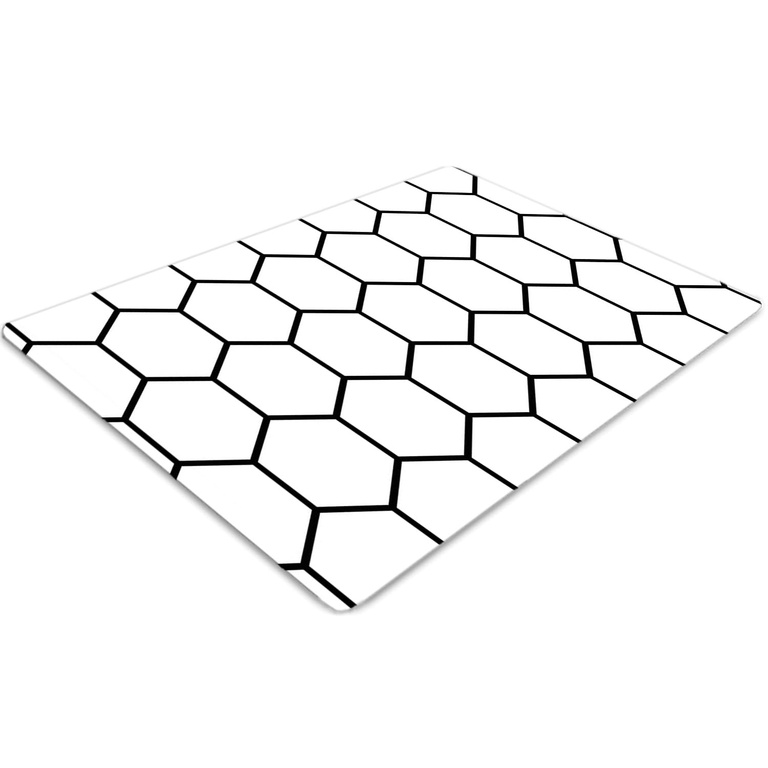 Tapis de chaise 120x90 cm en PVC motif papillon noir et blanc pour sol