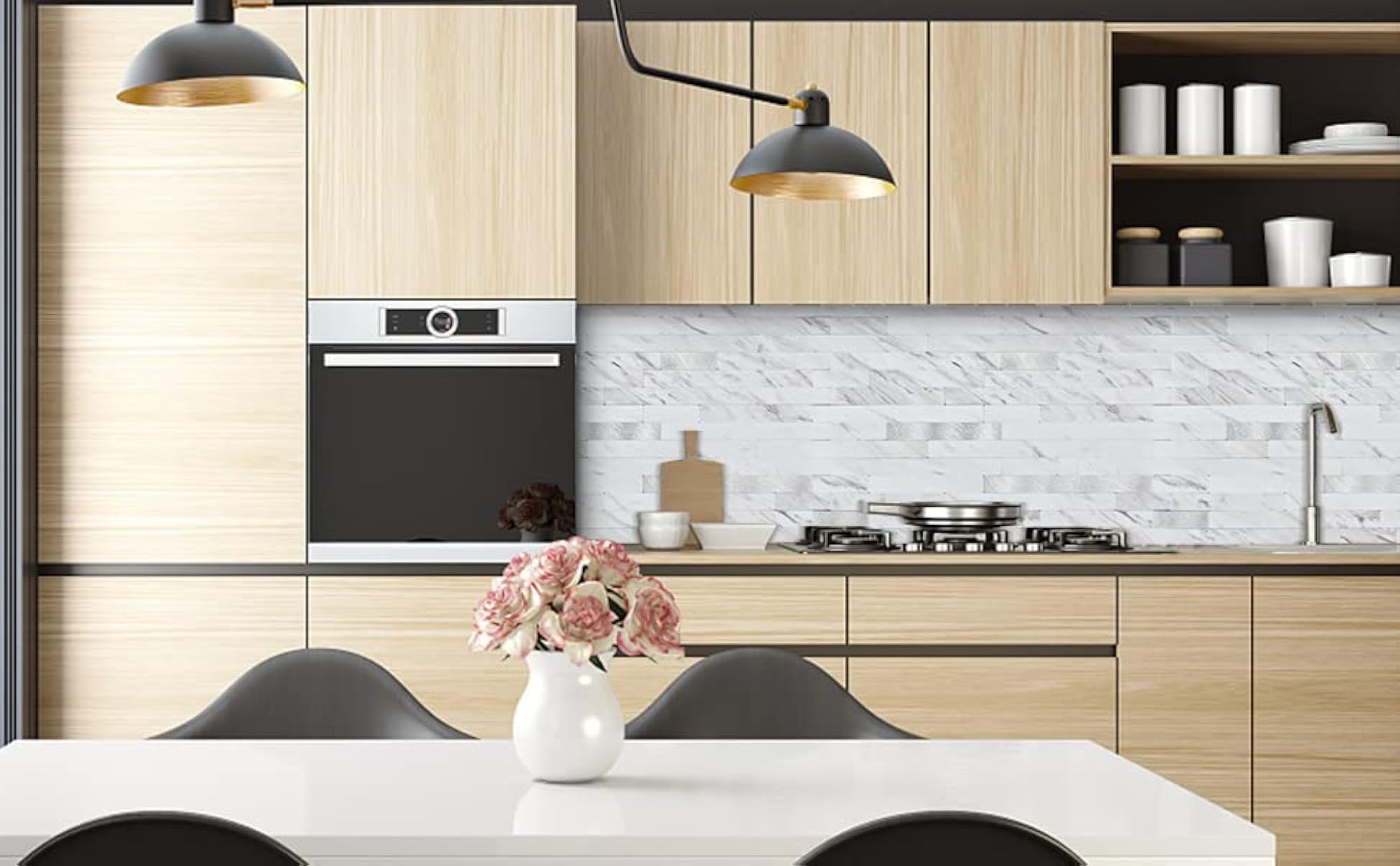 20 Sheets Peel and Stick Backsplash PVC Wall Tile, for Kitchen Backsplash