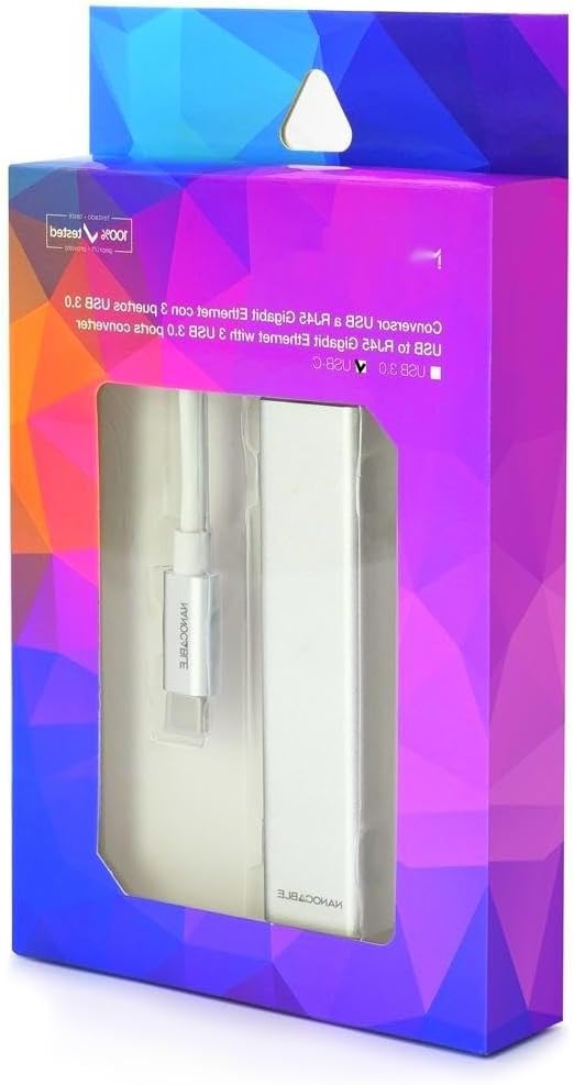 USB C to Gigabit Ethernet Converter with 3 USB 3.0 Ports Silver Length 15cm Designed for: Connecting Devices and Expansion Ports