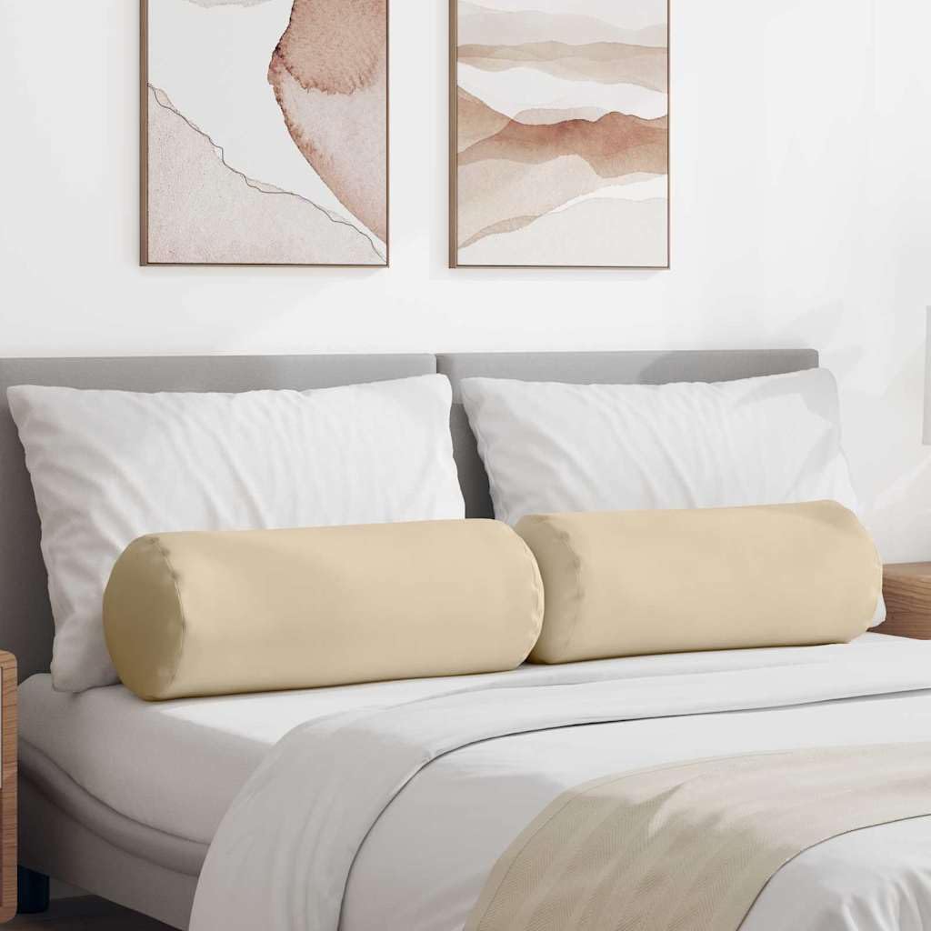 2er Set Nackenrollen Dekokissen 25 x 70 cm Cremeweiß - Weiche Mikrofaser Zierkissen mit Polyester-Füllung und Reißverschluss für Wohnzimmer, Schlafzimmer und Sofa