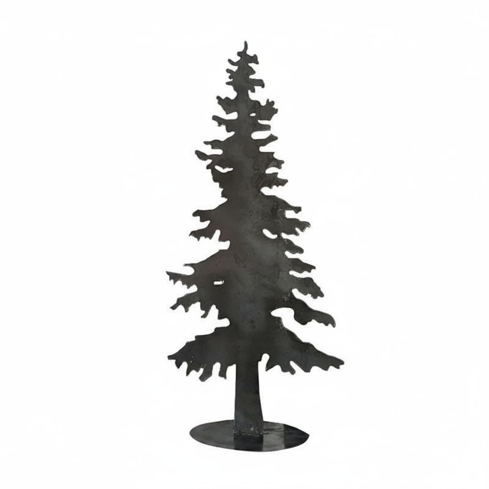 Round Base Wrought Iron Christmas Tree Cutout Edges Freestanding Metal Tree, Black a-image-37
