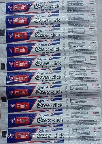 Image of Flair Ezee Click Blue Ball Pen Refill Pack of (50-Blue)