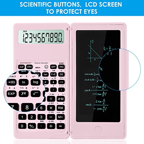 Image of Scientific Calculators for Students, 10-Digit Large Screen, Math Calculator with Notepad, Classroom Must Haves for Middle High School Supplies & College （Pink