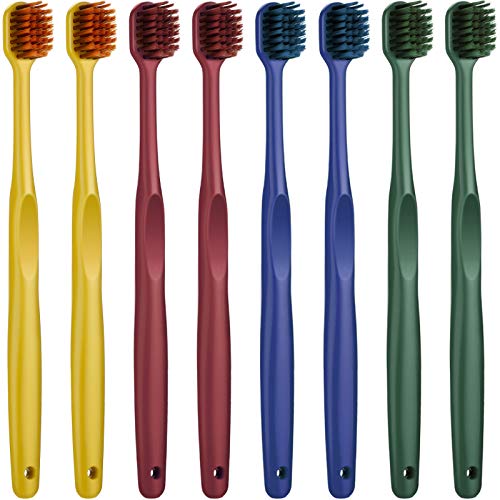 8 Pieces Adult Wide Head Soft Toothbrush Manual Toothbrushes Bristles Toothbrush for Adult Couple Toothbrush for Travel, 4 Colors