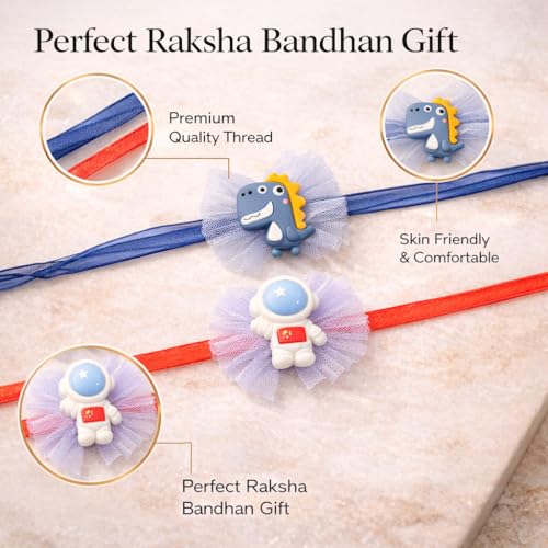 Image of CraftVatika Rakhi Set for Kids Brother, Rakhi Set of 2 for Brother Boys Baby Kids, Designer rakhis for Rakshabandhan Children Raki Set with Greeting Card, Tilak Set, for Premium RakshaSutra for Child