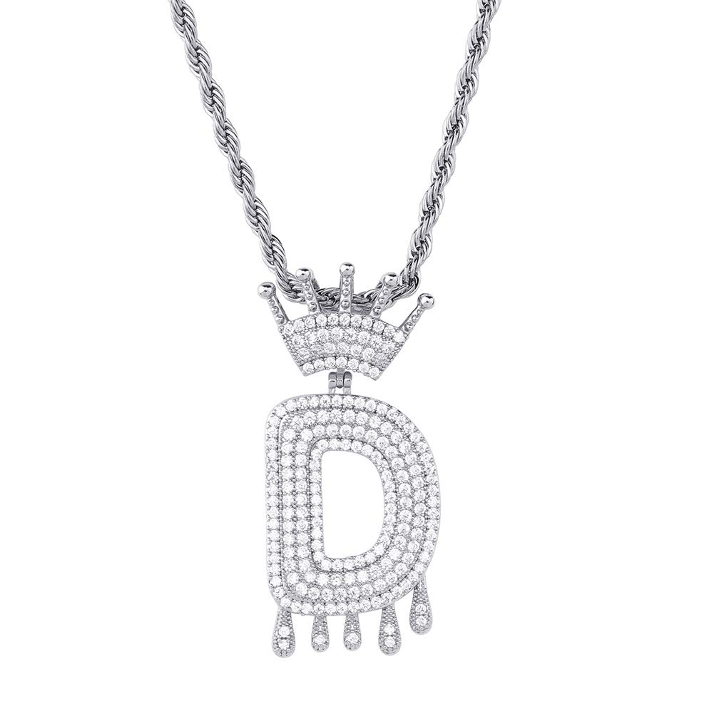 HECHUANGGold Initial Letter Necklace for Women Men Iced Out Simulated Diamond Name Chain Necklace, Cubic Zirconia