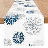 Niviy Blue Gray Table Runner 13x72 inches Long Diwali Decorations for Home Spring Summer Seasonal Kitchen Dining Table Decoration for Indoor Outdoor Home Party Decor (13 x 72 inch)
