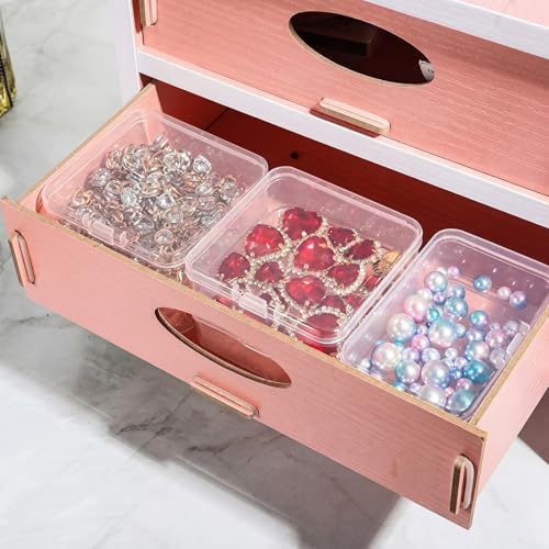 Image of Jetec 30 Pieces Mini Plastic Clear Beads Storage Containers Box for Collecting Small Items, Beads, Jewelry, Business Cards, Game Pieces, Crafts (1.7 x 1.7 x 0.8 Inch)