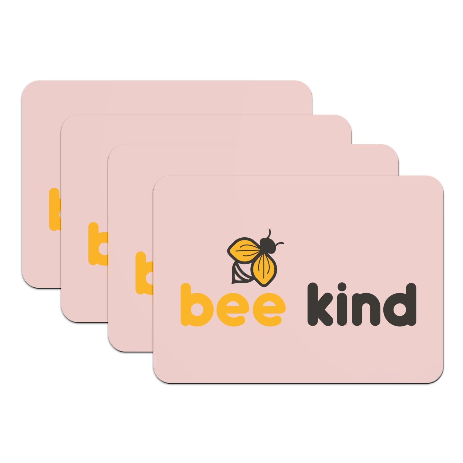 Set de table en caoutchouc rose Bee Kind grand format 39x28 cm x4