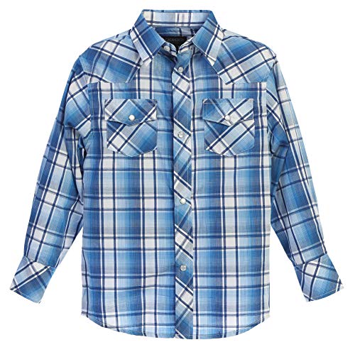 Image of Gioberti Boys Casual Western Plaid Long Sleeve Pearl Snaps Shirt
