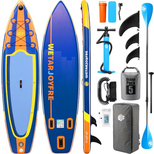 Image of Inflatable Stand Up Paddle Board, 11' x 33 inch x 6 inch Extra Wide SUP with Premium Accessories, Non-Slip Deck ISUP for Adults, Youth, Fishing, Yoga, Floating on Ocean & Lake