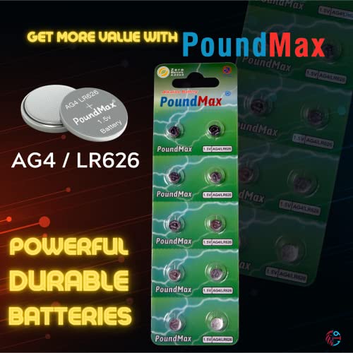 Baterías alcalinas PoundMax AG4 LR626 1.5V paquete 10 miniatura 6