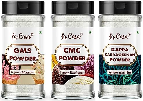 La Casa GMS+CMC+Kappa Carrageenan Powder | Natural Thickeners Combo Pack for Icecream & Jellies | 2x75g+1x100 |