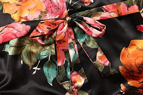 goodmansam Women's Long Floral Satin Kimono Robes Bridal Dressing Gown Wedding Bridesmaid Nightgown - Image 3