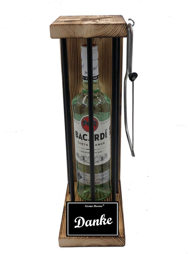 Bacardi Geschenk Danke Geschenke - Geschenk Dankeschön Eiserne Reserve Black Edition Geschenkidee Text s/w Danke Rum (1 x 0.70 l)