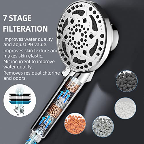 Cobbe 7-Mode Filtered Shower Head With Handheld, High Pressure Showerhead With Hose, Bracket, Water Softener Filters Beads For Hard Water Remove Chlorine And Harmful Substance, Chrome, U.s. Patents. #TOP6