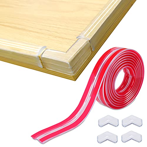 Image of Mity rain Baby Proofing Edge Protector with 4PCS Corner Guards, Clear Pre-Tape Adhesive Baby Proof Corners and Edges, Corner Protector for Desk Tables Cabinets Furniture Bumpers (6.6ft)