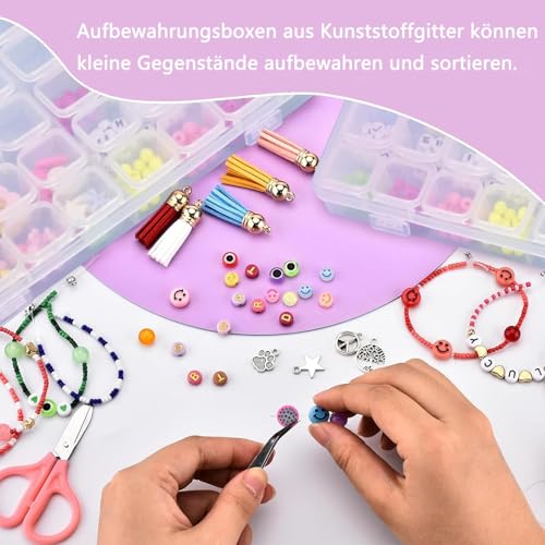 HSYTEK 56 Fächer Perlen Aufbewahrungsbox, Diamond Painting Aufbewahrungsbox, Sortierbox Plastik mit Unabhängigem Fächern, Kleinteile Sortierboxen für Nail Art Strass, Schmuck, DIY Handwerk (Weiß)