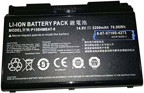 Batterie P150HMBAT-8 pour ordinateur portable Clevo et Sager 14.8V 5200mAh