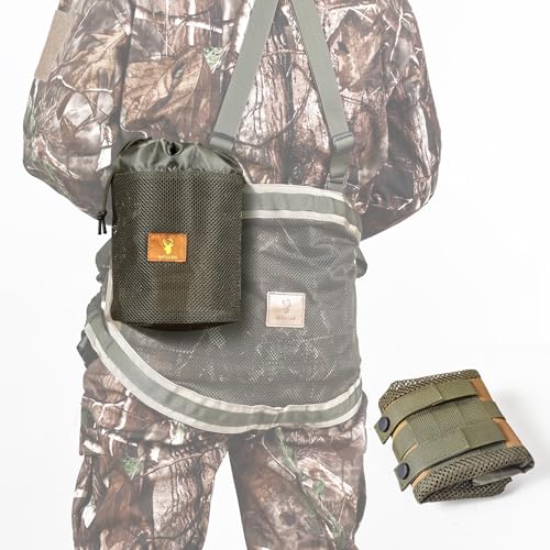 QIULLEN Ultralight Saddle Hunting Dump Bag - Silent Noiseless Fabric with Drawstring Closure Foldable Design for Tree Stand Accessories | Fits Hunting Belt & MOLLE System | Compact Roll-Up Pouch