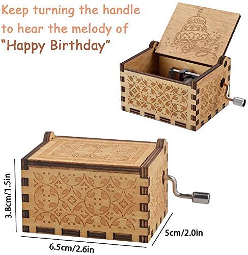 Image of UMANI Wooden Music Box Gifts for Birthday,Valentine's Day (MB-Happy Birthday 1)