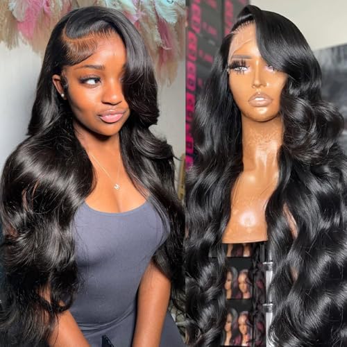 XTERFSTY Natural Black Human Hair Wig Body Wave 13x6 Lace Front Wigs Human Hair Wigs For Black Women 26 Inch