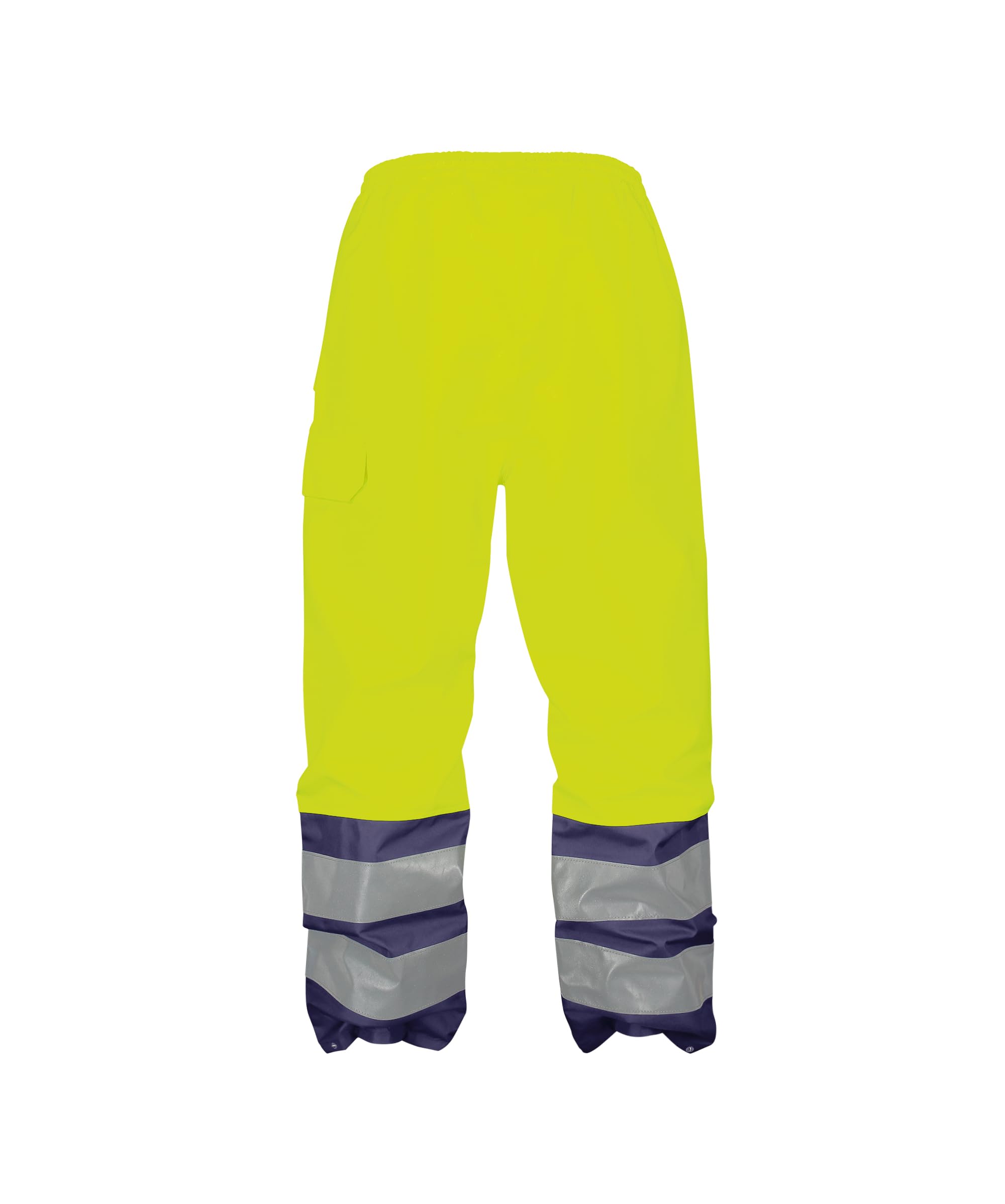Dassy 200881-6981-L Sola wodoodporne spodnie robocze o wysokiej widoczności, 200 g/m², fluo żółty/granatowy, duże