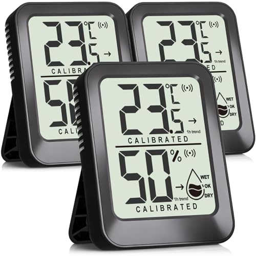 AyayaBoss 3-Pack Room Thermometer Indoor Hygrometer for Home, Digital Sensor Mini Humidity Meter, Temperature Humidity Gauge Monitor for Bedroom, Pet, Plant - Battery Included