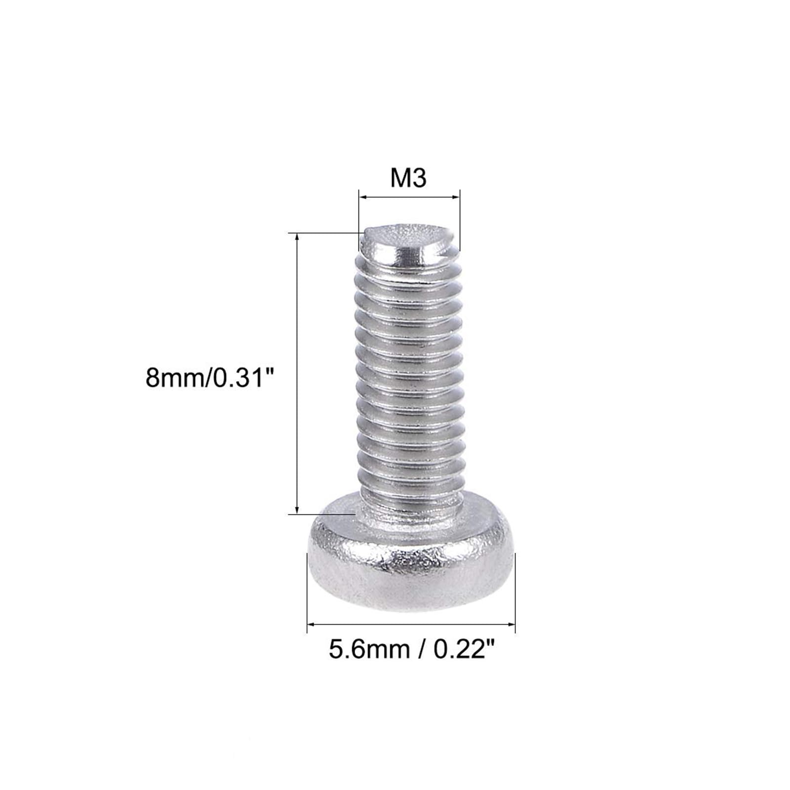 MACHSWON M3x8mm Machine Screws Pan Phillips Cross Head Screw 304 Stainless Steel Round Head Cross Screw Fasteners Bolts 60Pcs - Image 2