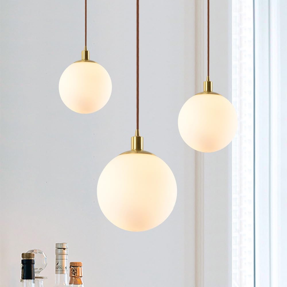 Lámpara Colgante empotrada con portalámparas E27, portalámparas de Metal, Pantalla de Cristal, luminarias de Estilo Creativo, lámpara Colgante para hoteles, restaurantes y cafeterías.