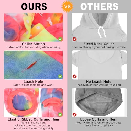 Image of BEAUTYZOO Tie Dye Dog Hoodie Sweaters for Small Medium Size Dogs Girls Boys- Premium Quality, Ultra Soft, Superior Comfort Fit,Breathable Fleece Hooded Sweatshirt- Cold Weather Pet Clothes Winter Coat