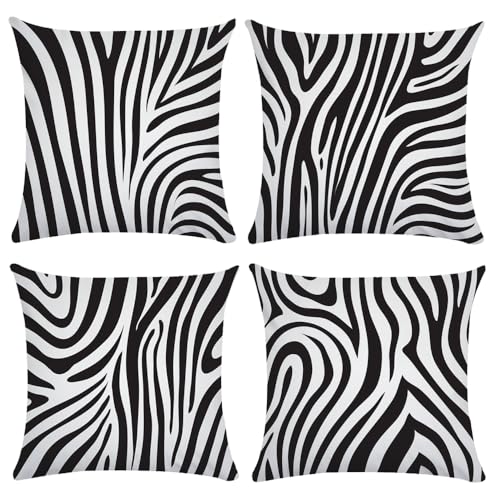 SCVBLJS Coussin décoratif noir et blanc motif zèbre pour la maison, la chambre à coucher, le...