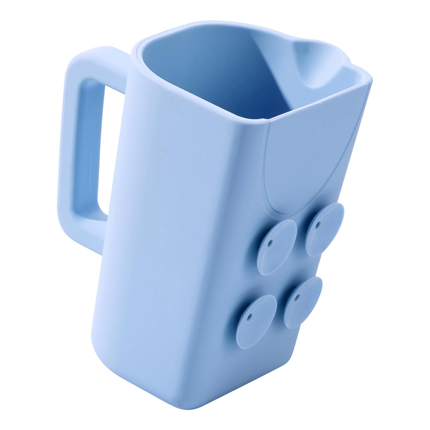 Baby Bath Rinse Cup with Suctions, 100% Food Grade Silicone, Rinser to Wash Hair and Body with Easy Grip Handle Gray