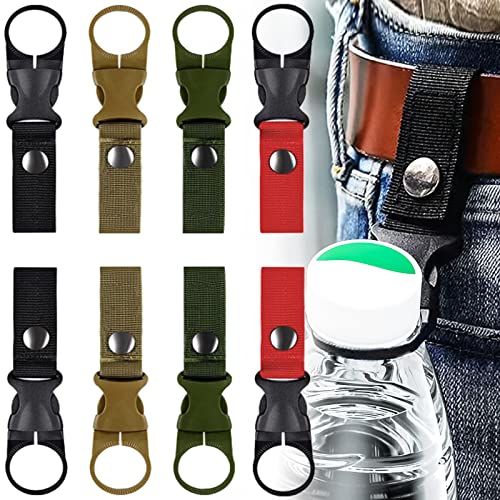 RUIJIE® 8 Pièces Nylon Boucle de Bouteille d'eau 4 Couleurs Sangle Bouteille Porte Bouteille d'eau Crochet Clip Ceinture Mousqueton Tactique pour Camping Randonnée L'extérieur Cover