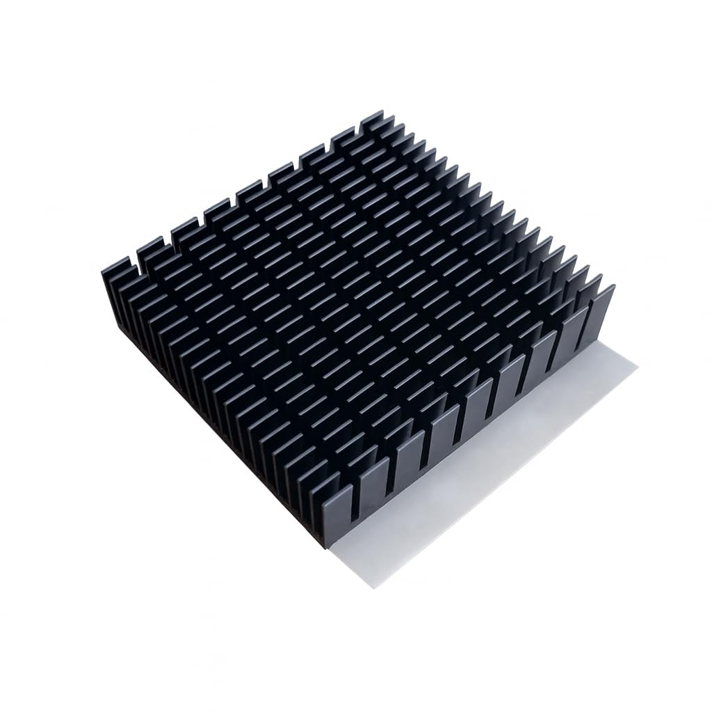 Easycargo 60mm Heatsink + pre Applied Thermal Conductive Adhesive Tape, Cooler Aluminum Heat Sink Set for Cooling GPU SSD WiFi Module LED Panel (2pcs 60x60x15m Black)