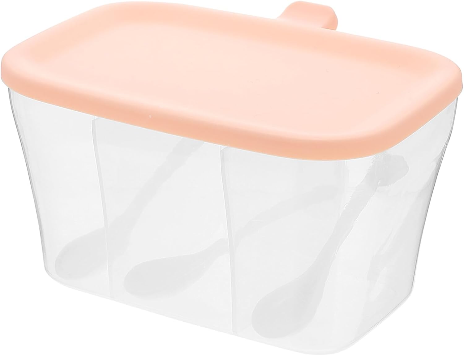 KALLORY Plastic Seasoning Box Set with Compartments, Kitchen Condiment Organizer, Pink Spice Container for Household Use